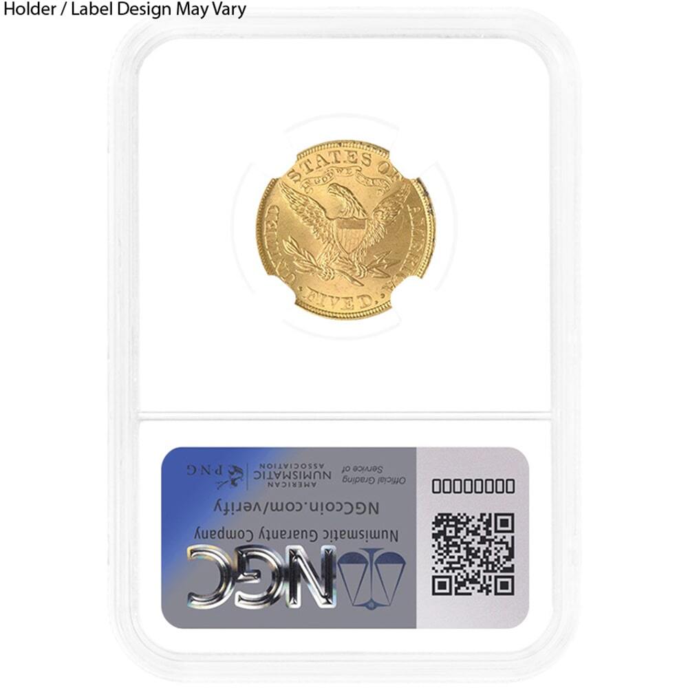 $5 Gold Half Eagle Liberty Head NGC MS 65 (Random Year) thumbnail 2