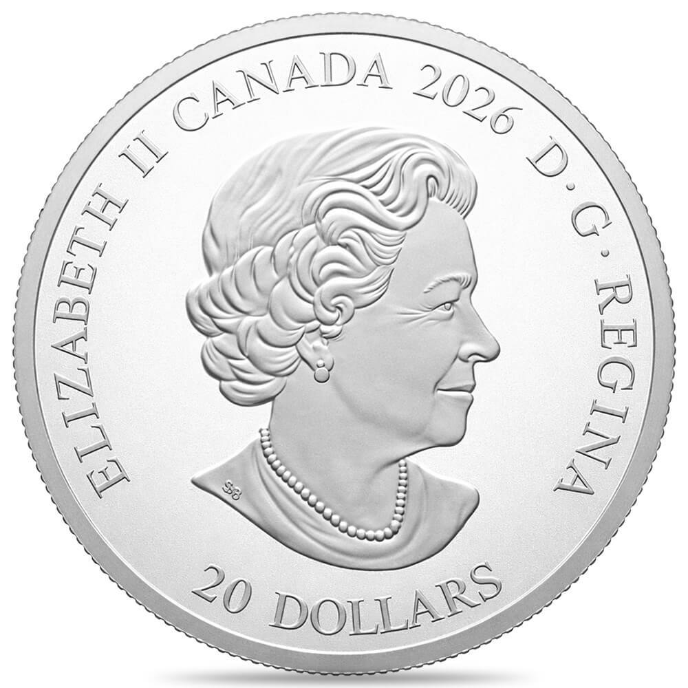 2026 Canada 1 oz Crown Jewels Queen Elizabeth II 100th Ann Silver Coin .9999 Fine thumbnail 3