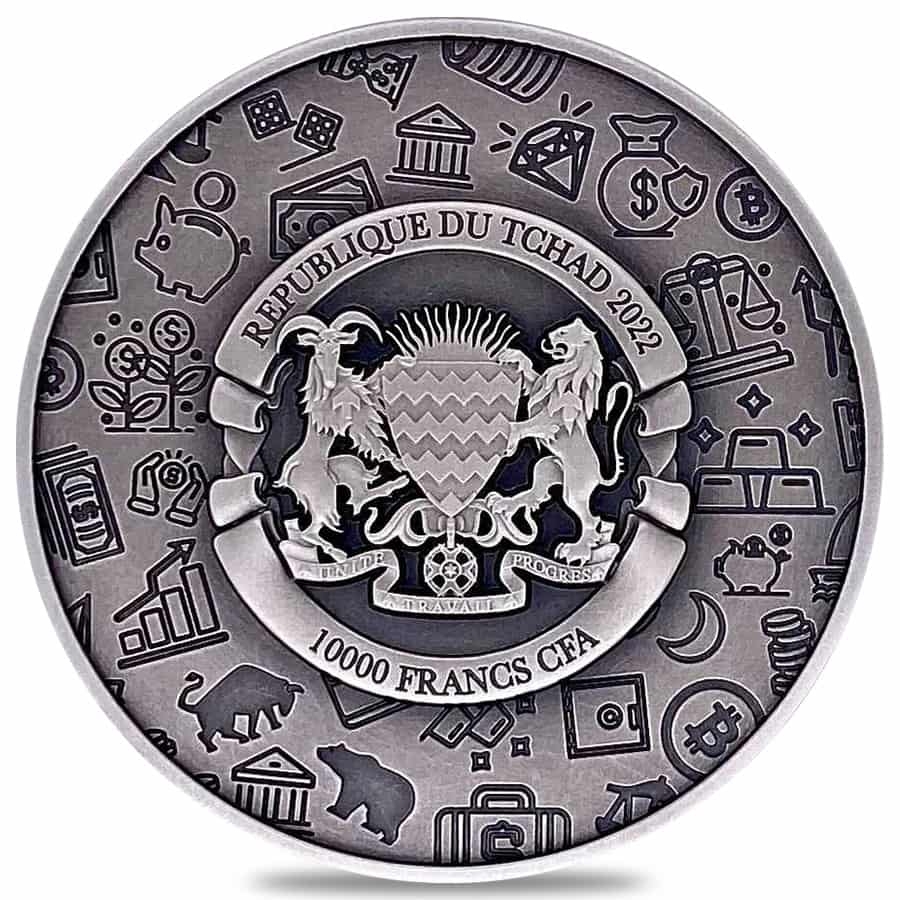 2022 Chad 2 oz Silver Inflation Protection Antiqued High Relief Coin .999 Fine (w/Box) thumbnail 4