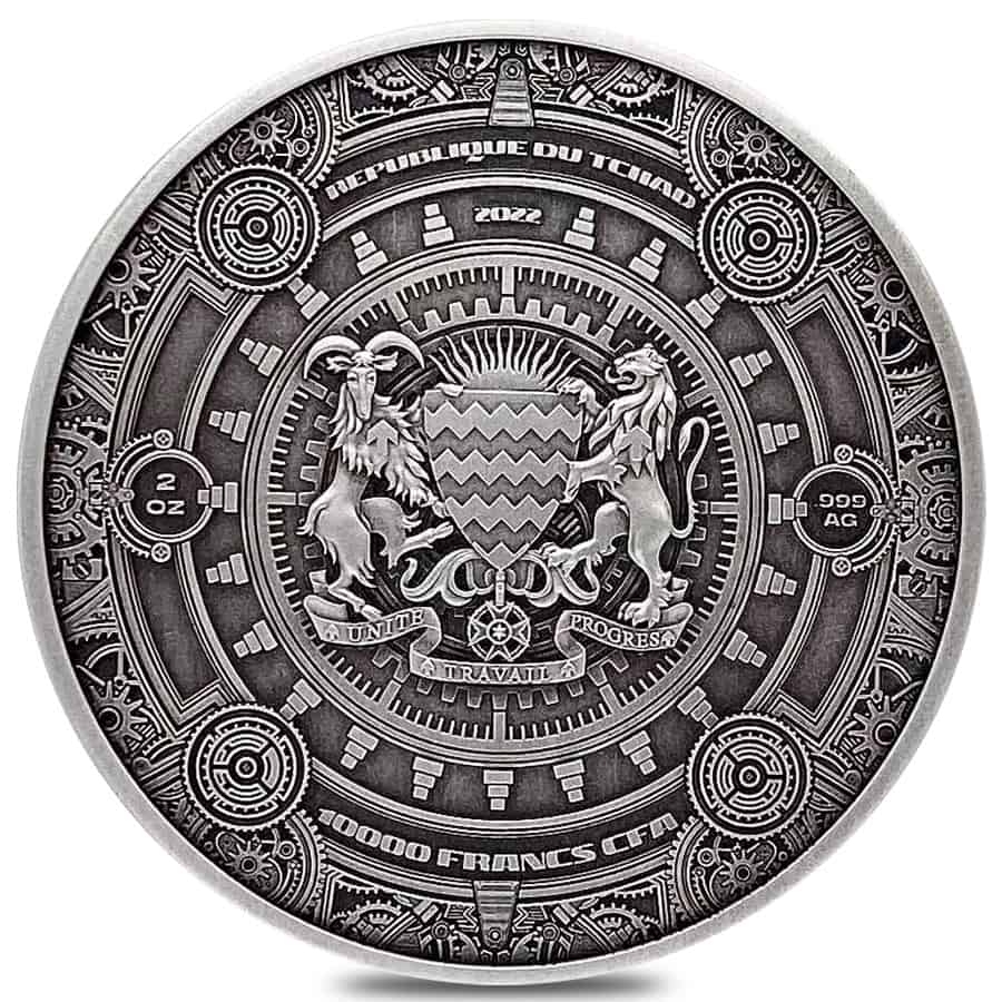 2022 Chad 2 oz Silver Mechanized Minotaur Antiqued High Relief Coin .999 Fine (w/Box) thumbnail 4
