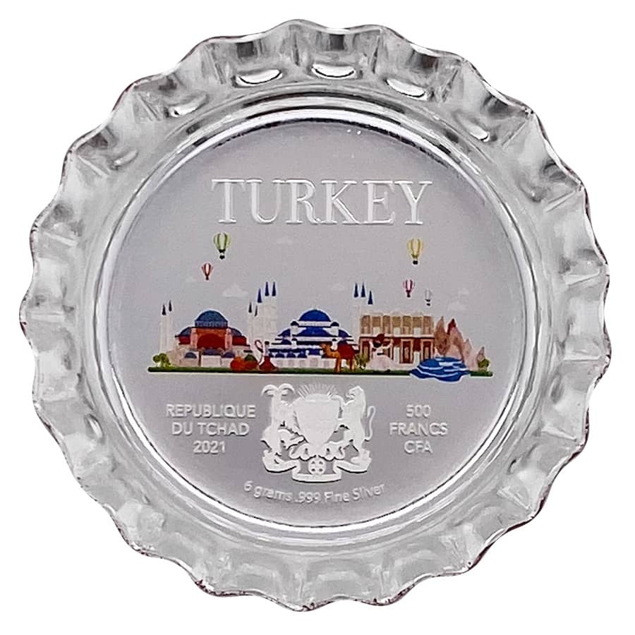 2021 Chad 6 gram World Landmarks - Turkey Bottle Cap Proof Silver Coin .999 Fine (In Cap) thumbnail 4