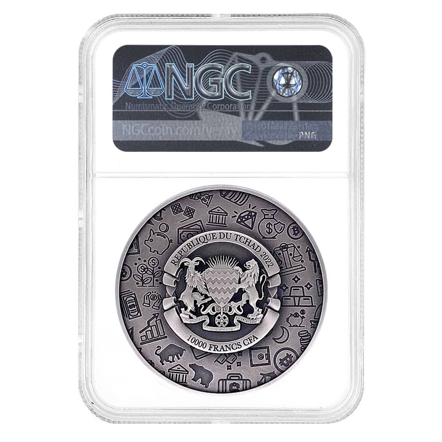 2022 Chad 2 oz Silver Inflation Protection High Relief Coin NGC MS 70 ER One of First 100 thumbnail 3