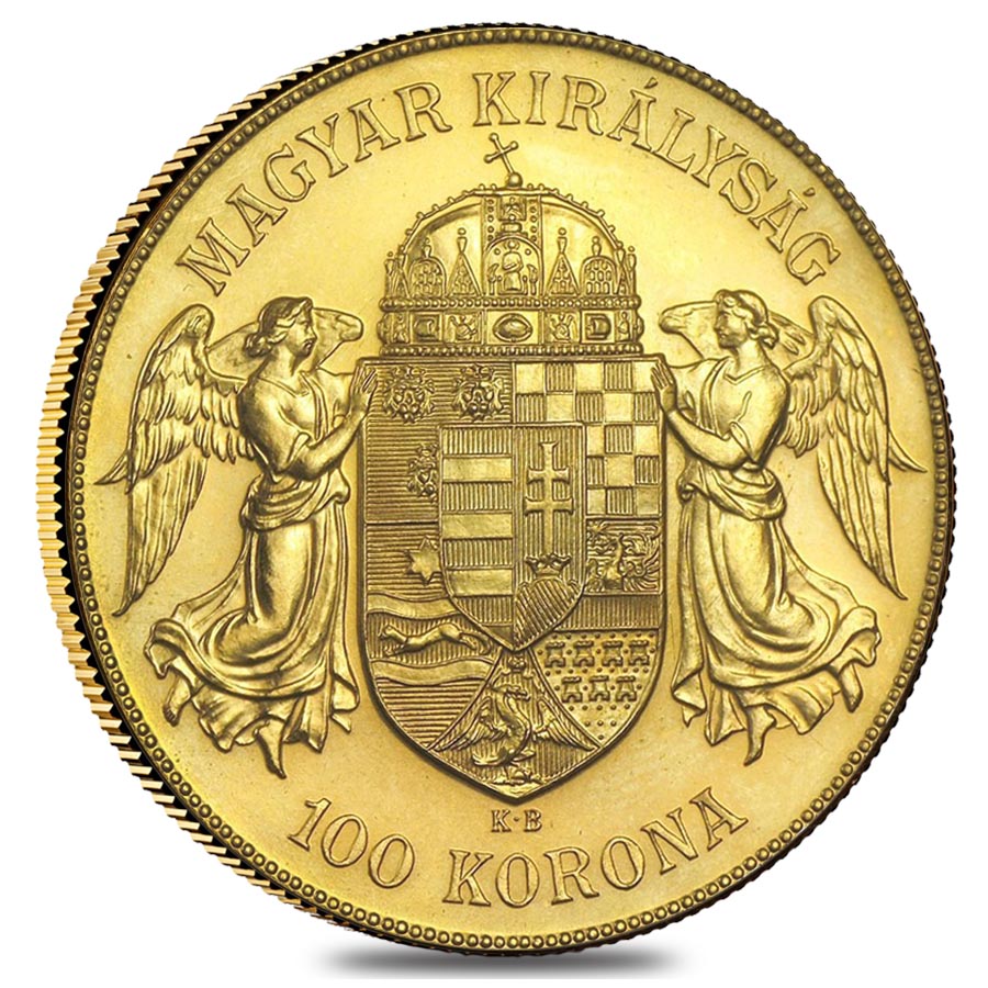 1908 Hungary Gold 100 Korona AU/BU (Restrike) thumbnail 2