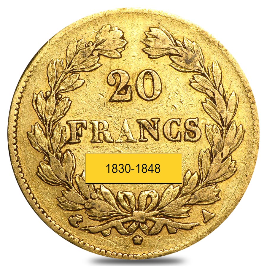 France Gold 20 Francs Louis Philippe I Avg Circ AGW .1867 oz (Random Year, 1830-1848) thumbnail 2