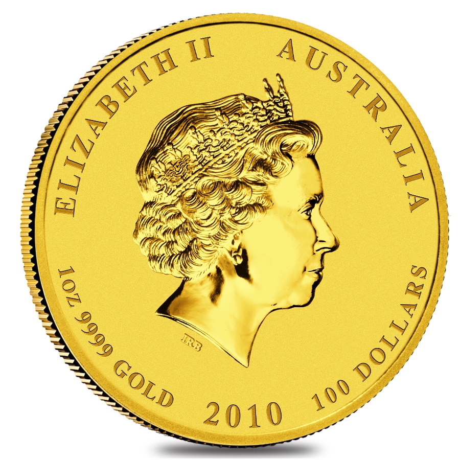 2010 1 oz Gold Lunar Year of The Tiger BU Australia Perth Mint In Cap thumbnail 2