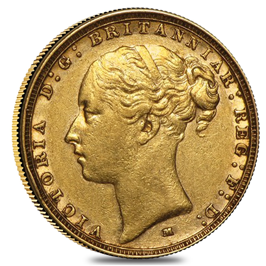 1872-1887 M Australia Gold Sovereign Victoria Young Head (Avg Circ)