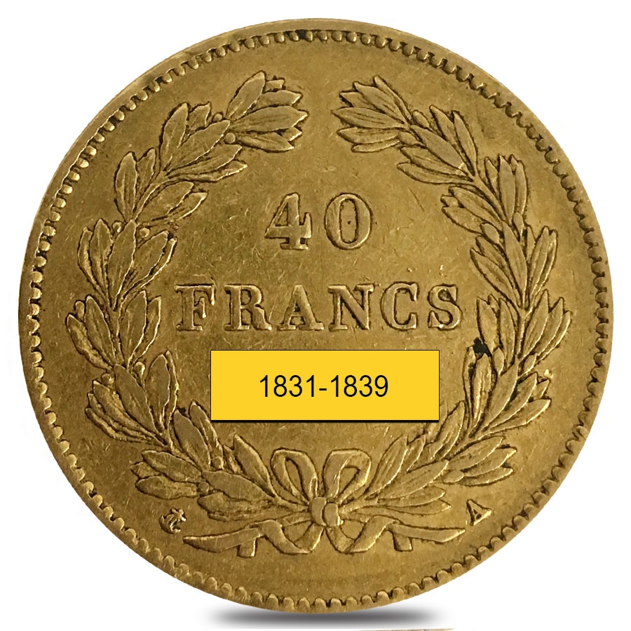 France Gold 40 Francs Louis Philippe I AGW .3734 oz Avg Circ (Random Year,1831-1839) thumbnail 2