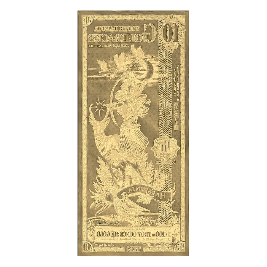 10 South Dakota Goldback 1/100 oz 24K Gold Foil Aurum Note thumbnail 2