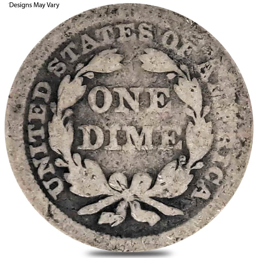1837-1891 Seated Liberty Dime 10C Silver Coin Circulated (Random Year) thumbnail 2
