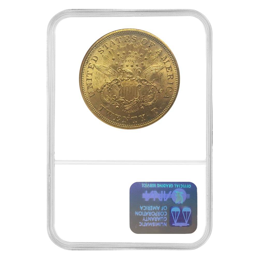 1876-S $20 Liberty Head Double Eagle Gold Coin NGC MS 61 thumbnail 2