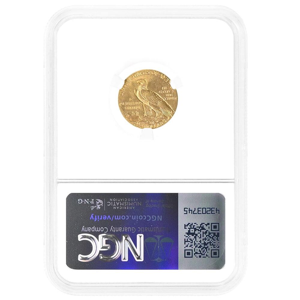 1908 $2.5 Indian Head Quarter Eagle Gold Coin NGC MS 64 thumbnail 2