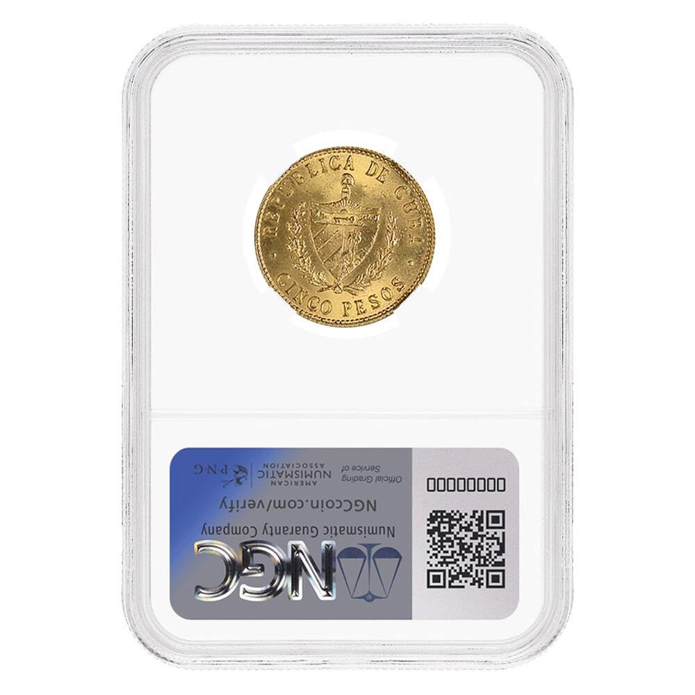 1915 5 Pesos Jose Marti Gold Coin NGC MS 63 thumbnail 2