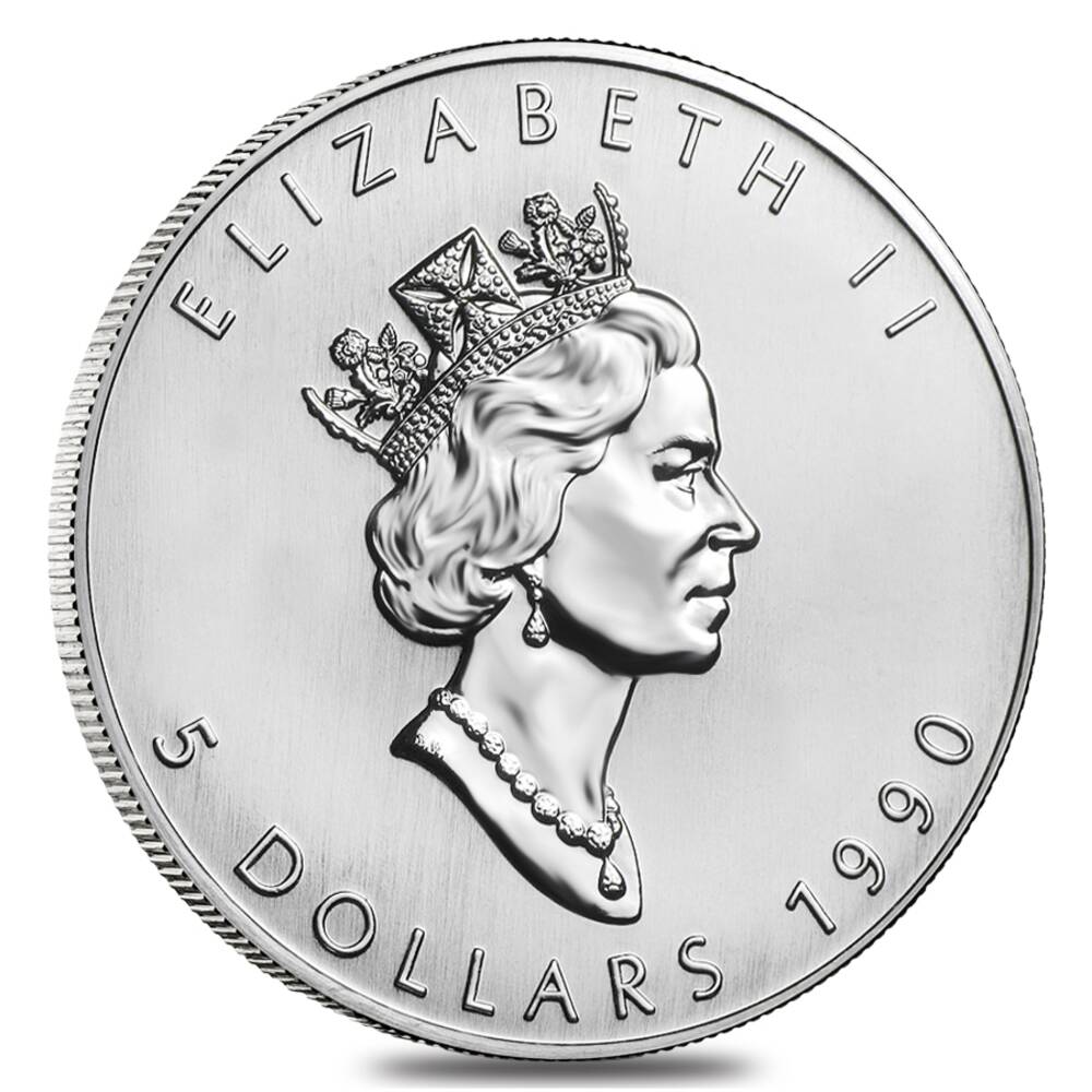 1990 1 oz Silver Canadian Maple Leaf .9999 Fine $5 Coin BU (Sealed) thumbnail 2