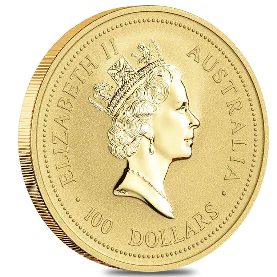 1998 1 oz $100 Gold Lunar Year of the Tiger Australia Perth Mint Series I BU thumbnail 2