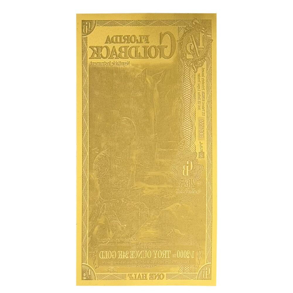 1/2 Florida Goldback 1/2000 oz 24K Gold Foil Aurum Note thumbnail 2