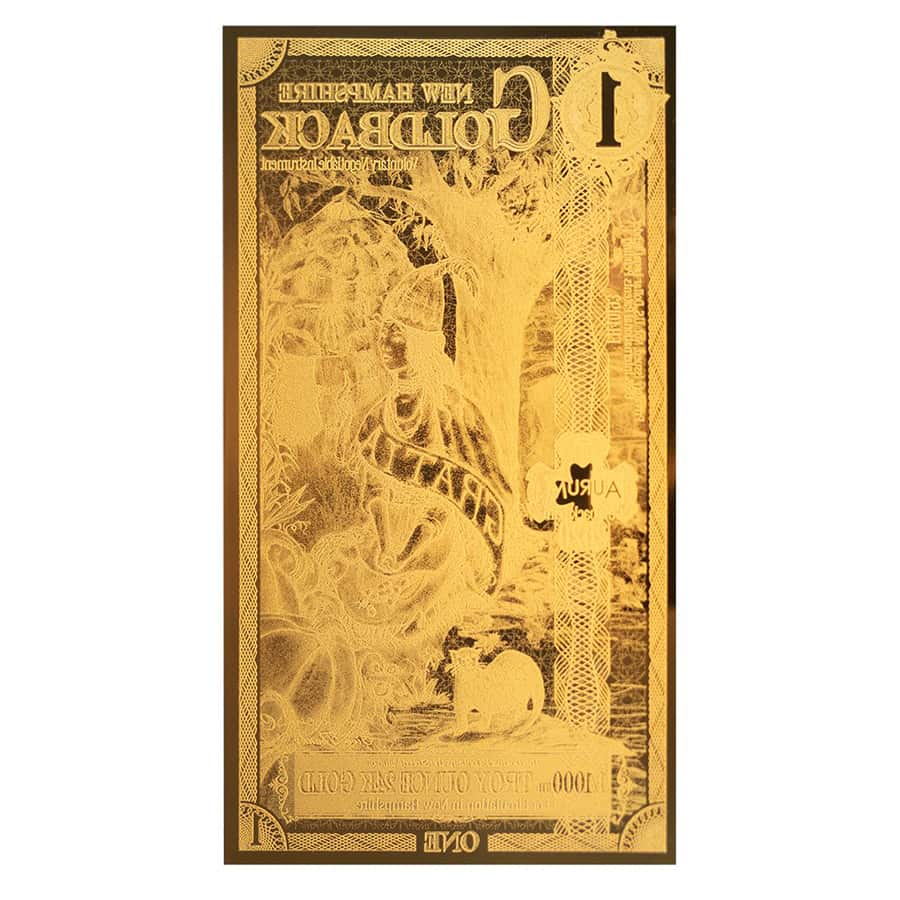 1 New Hampshire Goldback 1/1000 oz 24K Gold Foil Aurum Note thumbnail 2