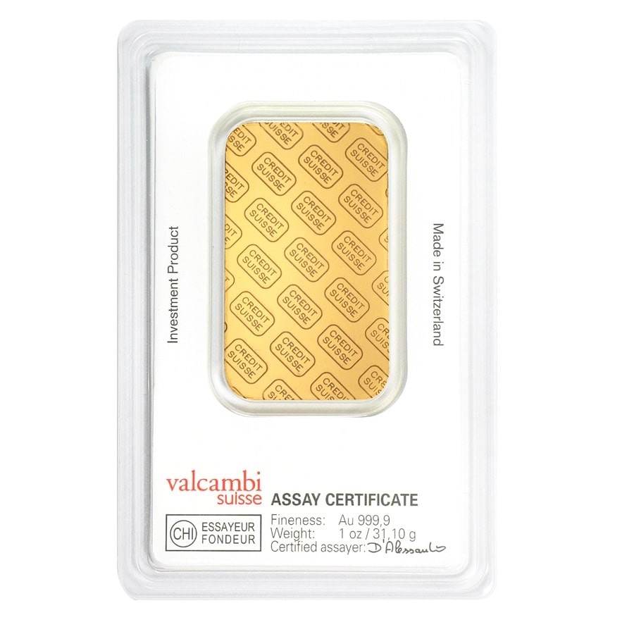 1 oz Credit Suisse Gold Bar .9999 Fine (in Assay) thumbnail 3