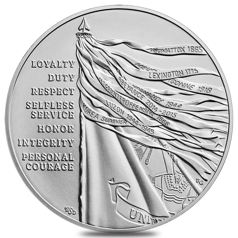 1 oz U.S. Army Silver Medal (w/Box & COA) thumbnail 3