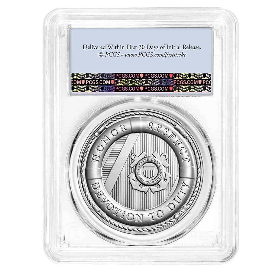 1 oz US Coast Guard Silver Medal PCGS MS 70 FS thumbnail 2
