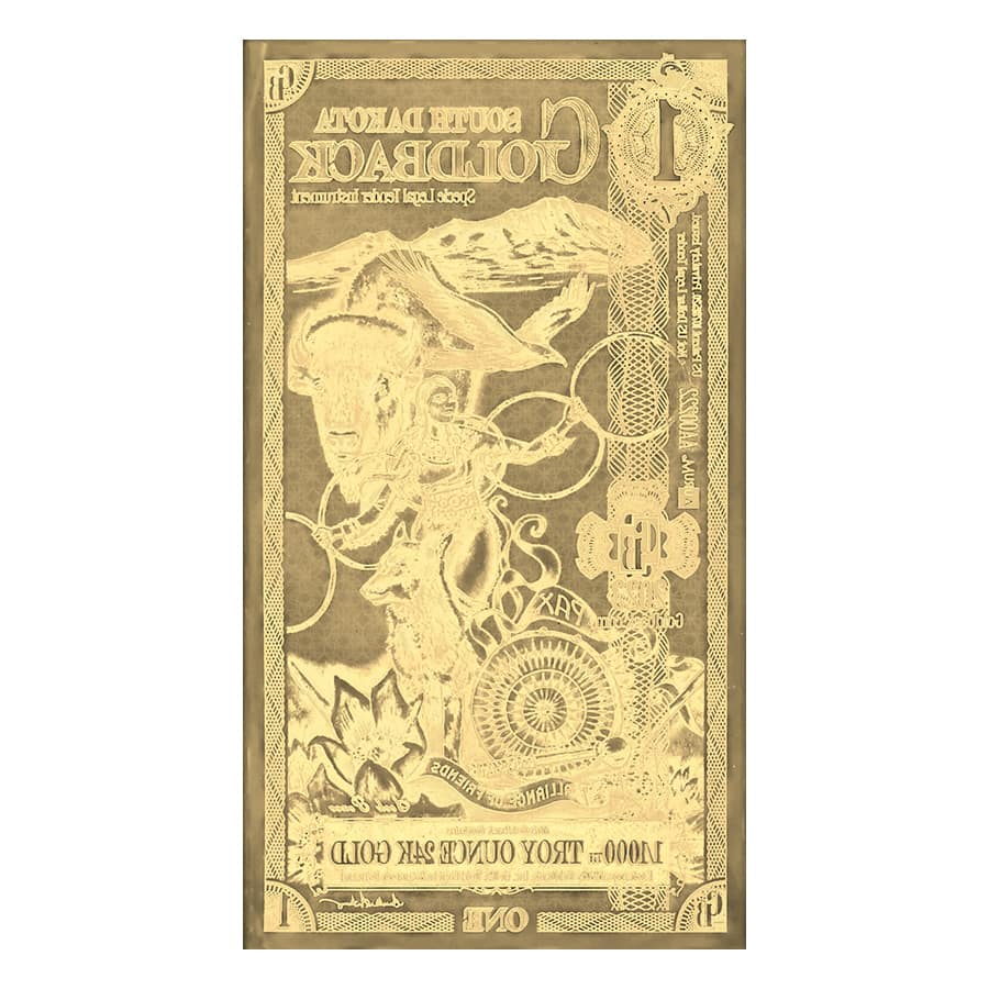 1 South Dakota Goldback 1/1000 oz 24K Gold Foil Aurum Note thumbnail 2