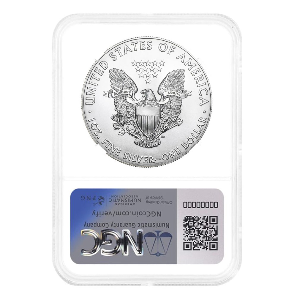 2002 1 oz Silver American Eagle Struck in 2001 NGC MS 69 Early Production thumbnail 2