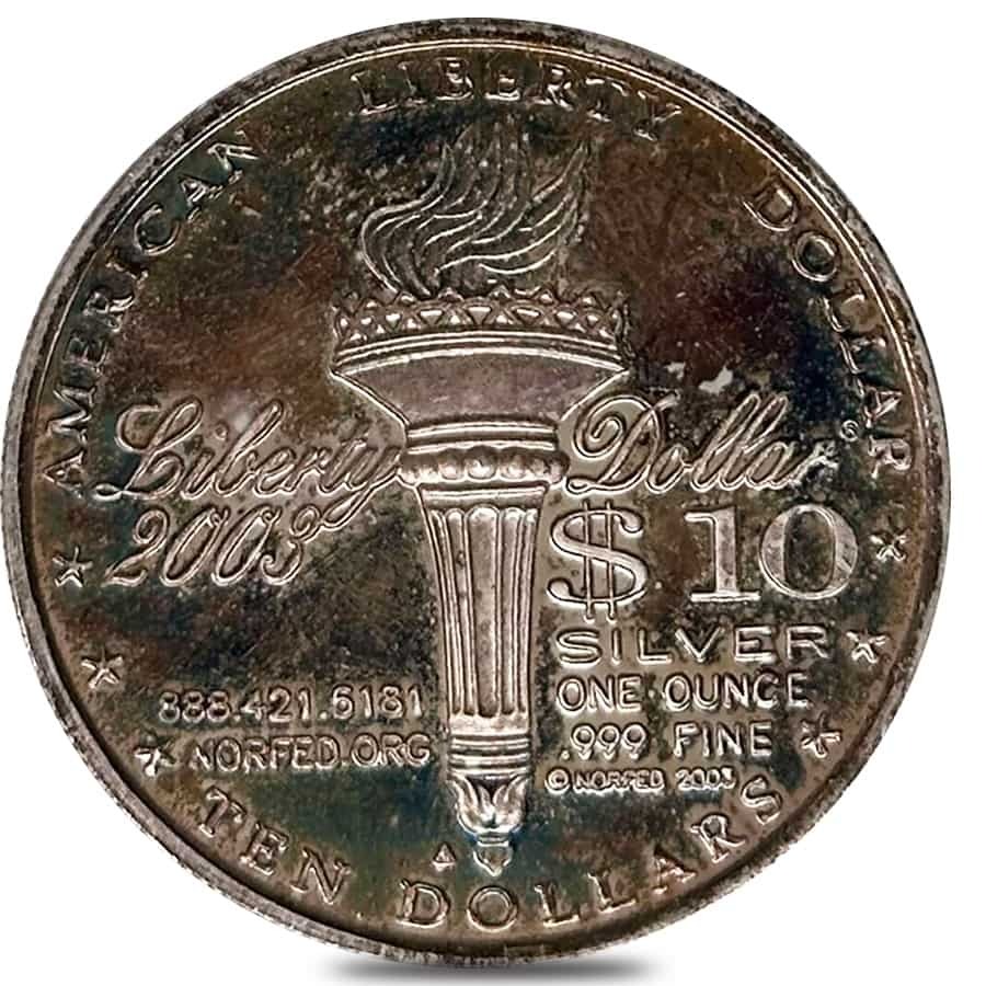 2003 1 oz NORFED Liberty Type III Deep Strike Silver Round .999 Fine thumbnail 2