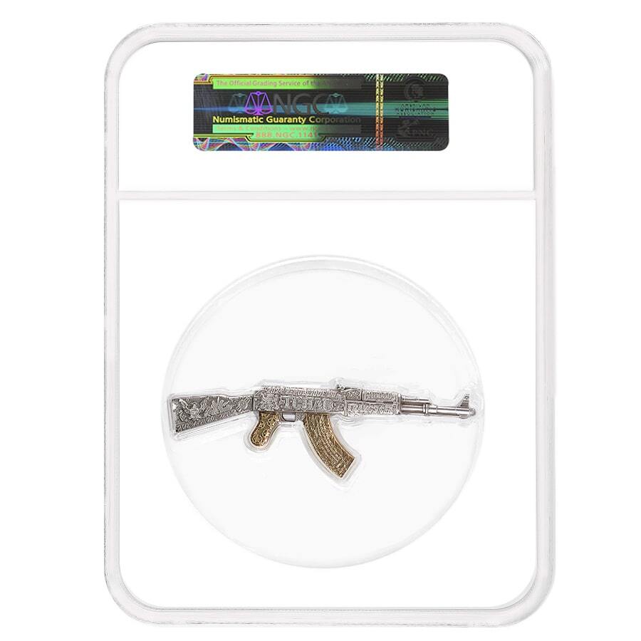 2024 Chad 2 oz Silver Assault Rifle Gilded NGC MS 69 ER One of First 100 thumbnail 2