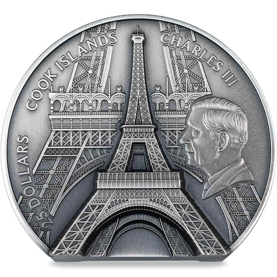2024 Cook Islands 2 oz Silver Eiffel Tower Coin .9999 Fine thumbnail 3