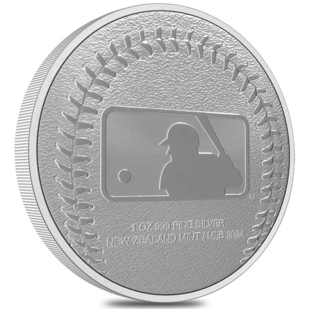 2024 New Zealand 1 oz NY Yankees Baseball Silver Round .999 Fine thumbnail 2