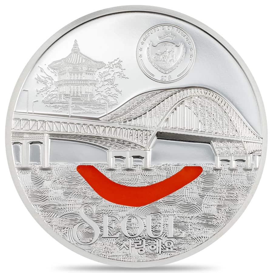 2024 Palau 3 oz Proof Silver Tiffany Art Metropolis Seoul Coin thumbnail 3