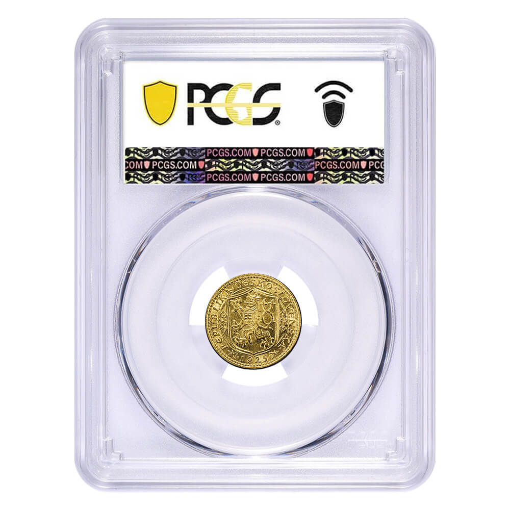 1925 Czechoslovakia 1 Dukat Gold Coin PCGS MS 62 thumbnail 2