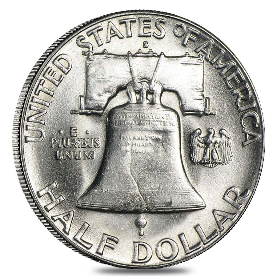 $10 Face Value Franklin Half Dollars 90% Silver 20-Coin Roll BU (1948-1963) thumbnail 3
