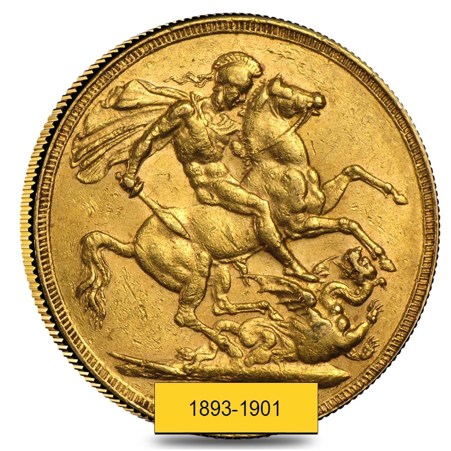 1893-1901 British Gold Sovereign Victoria Old Head w/Veil Avg Circ thumbnail 2