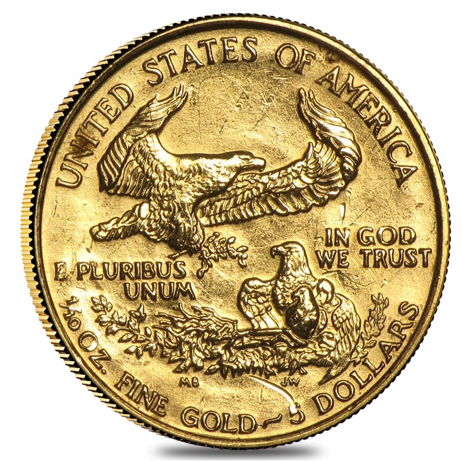 1/10 oz Gold American Eagle $5 Coin (Abrasions, Random Year) thumbnail 2