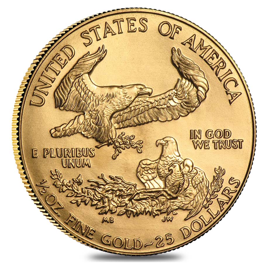 1994 1/2 oz Gold American Eagle BU thumbnail 2