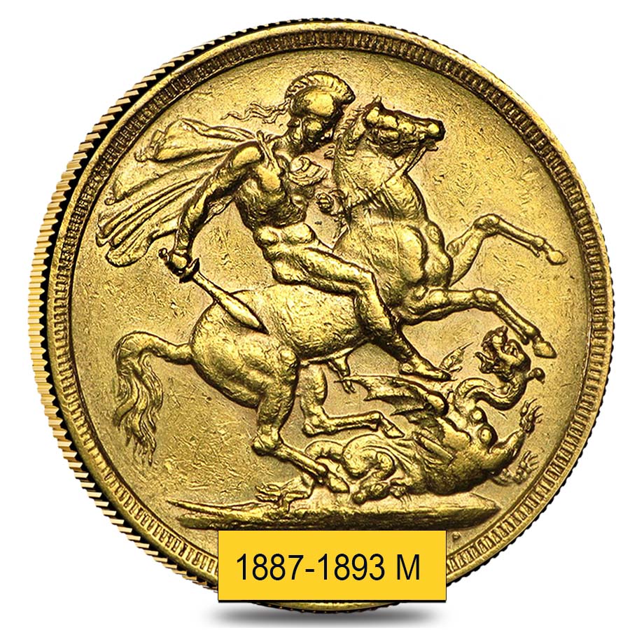 1887-1893-M Australia Gold Sovereign Victoria Jubilee Avg Circ thumbnail 2