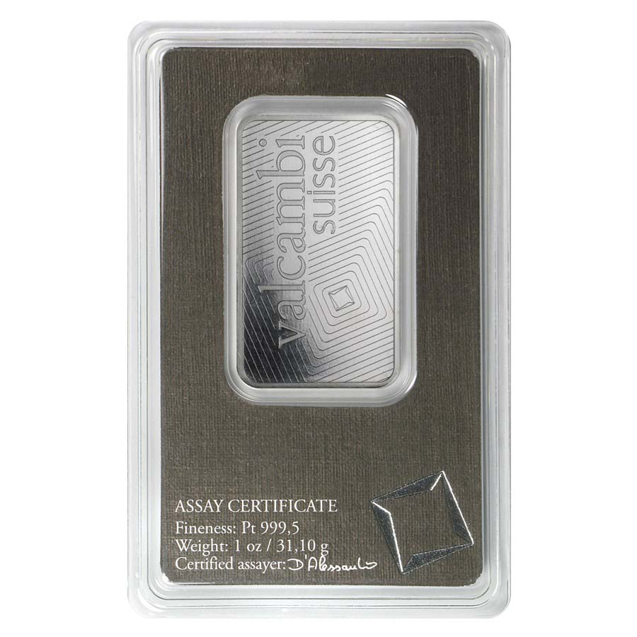 1 oz Platinum Bar - Valcambi Suisse .9995 Fine (in Assay) thumbnail 3