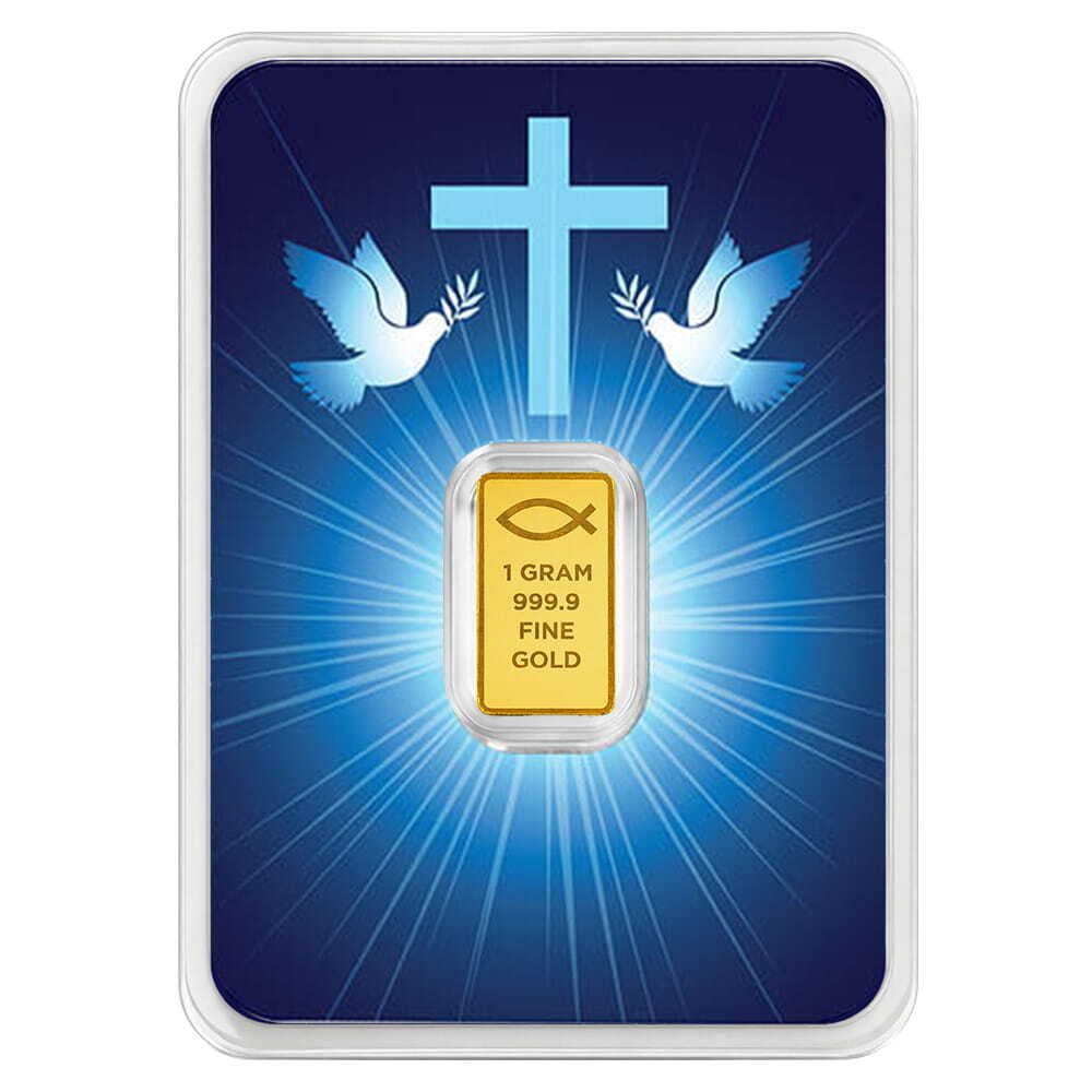 1 Gram Blessings of Jesus Christ Dove & Cross Gold Bar .9999 Fine (in TEP) thumbnail 3