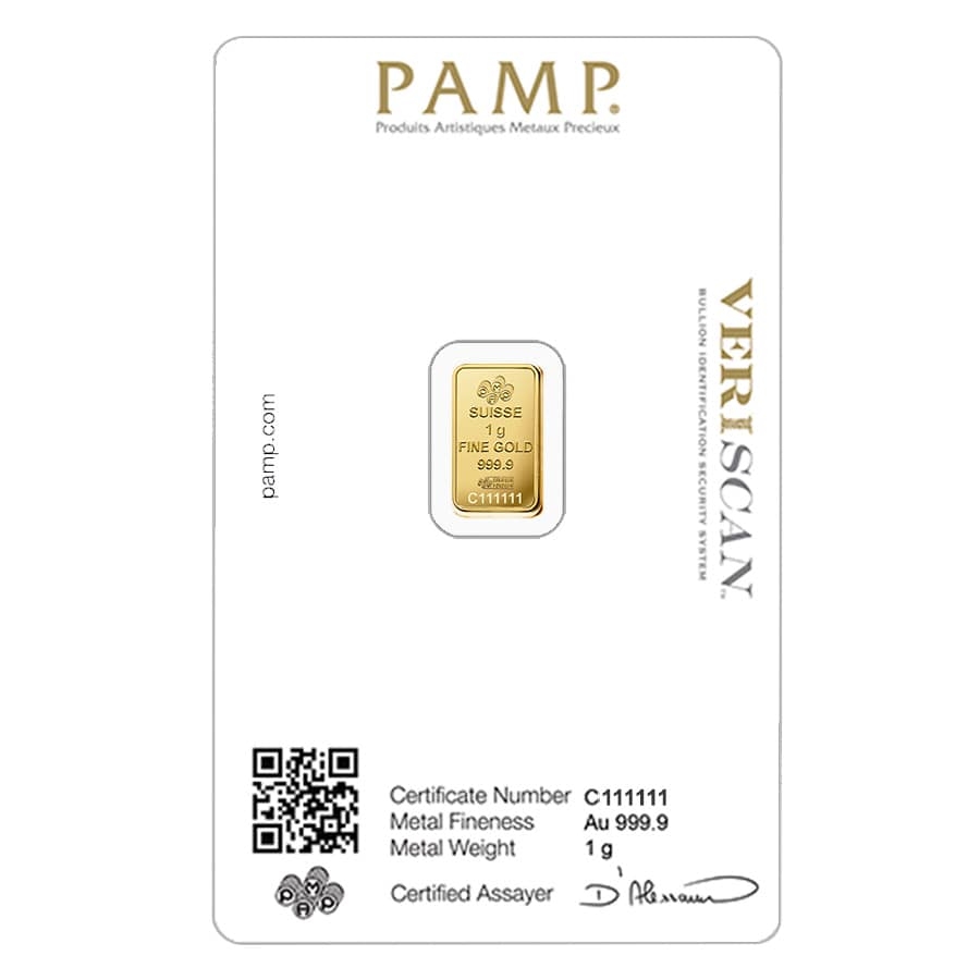 Box of 25 - 1 Gram Gold Bar PAMP Suisse Lady Fortuna Veriscan .9999 Fine (in Assay) thumbnail 4