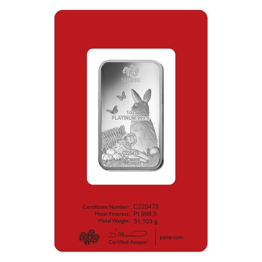 1 oz PAMP Suisse Year of the Rabbit Platinum Bar (in Assay) thumbnail 3