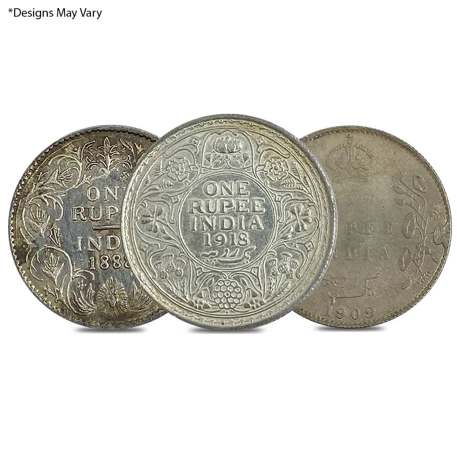 British India Silver 1 Rupee Coin Circulated ASW .3438 oz (Random Design) thumbnail 2