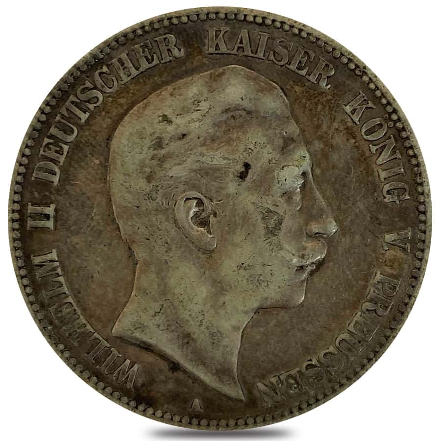 German States Prussia 5 Mark Silver Coin Avg Circ ASW .8037 oz (Random Year)