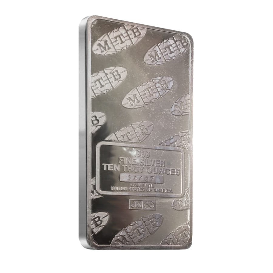 10 oz Johnson Matthey MTB Statue of Liberty Silver Vintage Bar .999 Fine thumbnail 3