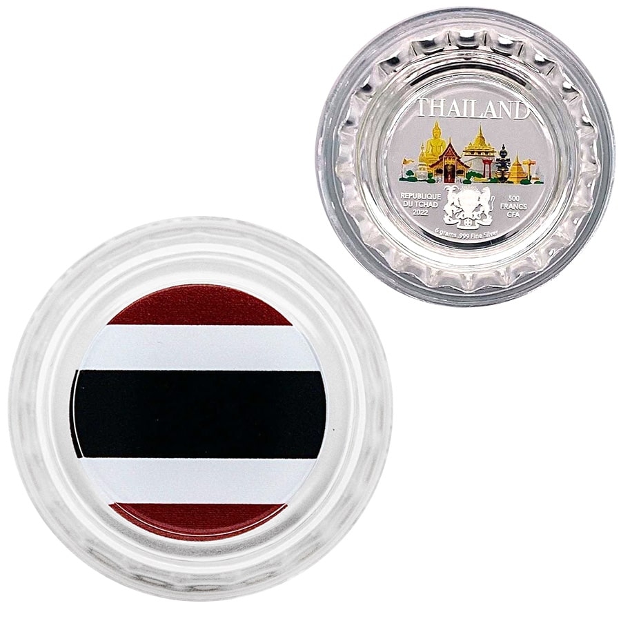 2022 Chad 6 Gram World Landmarks - Thailand Bottle Cap Proof Silver Coin .999 Fine (in Cap) thumbnail 3