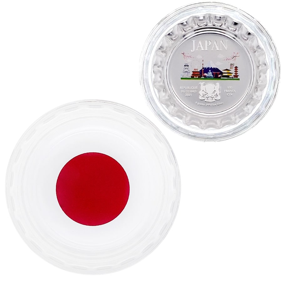 2021 Chad 6 gram World Landmarks - Japan Bottle Cap Proof Silver Coin .999 Fine (In Cap) thumbnail 2