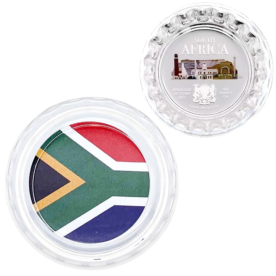 2021 Chad 6 gram World Landmarks - South Africa Bottle Cap Proof Silver Coin .999 Fine (In Cap) thumbnail 2