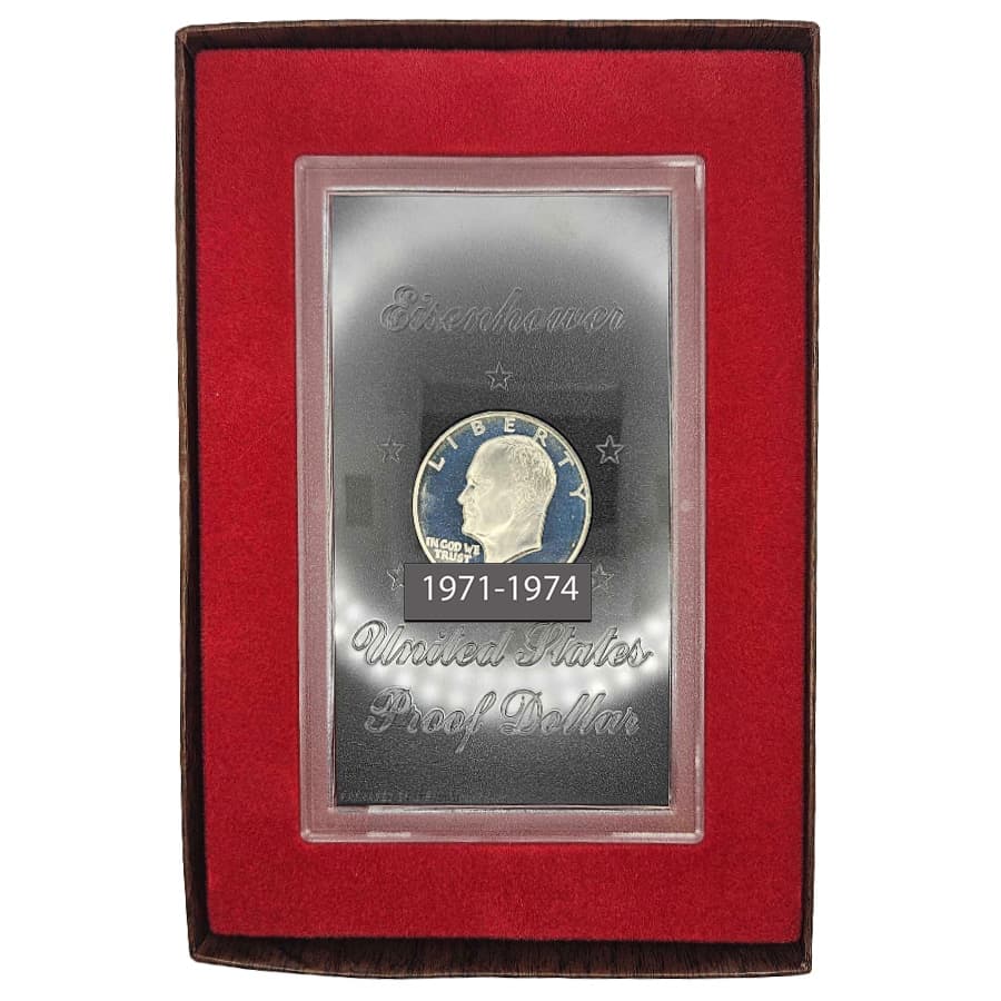 1971-1974 S Proof Eisenhower Dollar 40% Silver Brown Box (Mint Sealed) thumbnail 4