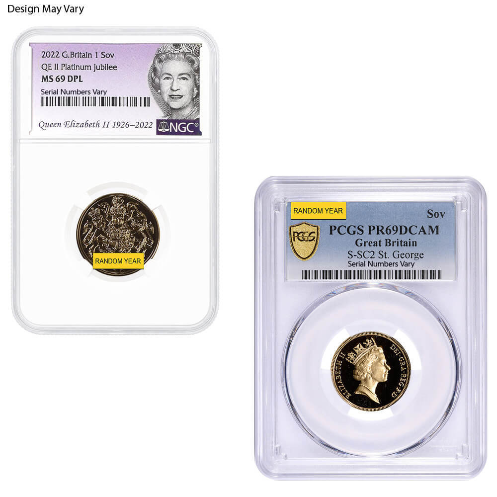 British Gold Sovereign Coin NGC/PCGS MS/PF 69 (Random Year)