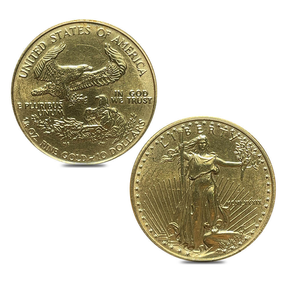1989 1/4 oz Gold American Eagle MCMLXXXIX (Abrasions) thumbnail 3