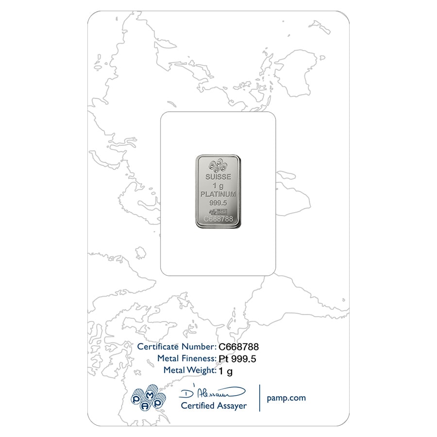 1 Gram PAMP Suisse Lady Fortuna Platinum Bar .9995 Fine (in Assay) thumbnail 3